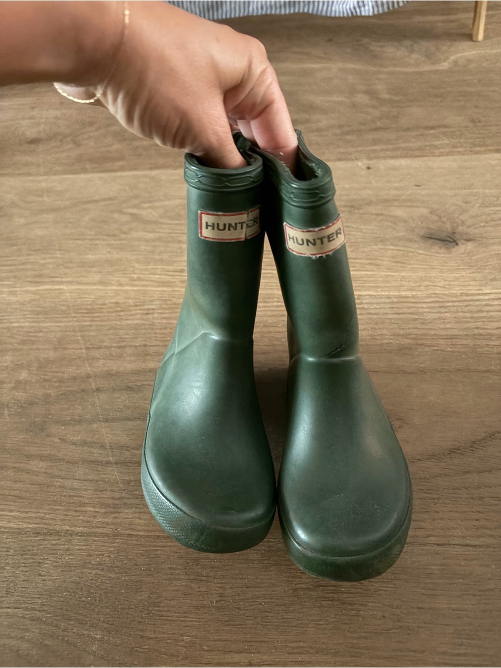 Hunter Kids Forest Green Rubber Rain Boots UK 7